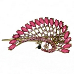 Haarspange Pfau in Vintage-Look aus Metall rosa 5683d - zum Schließen ins Bild klicken